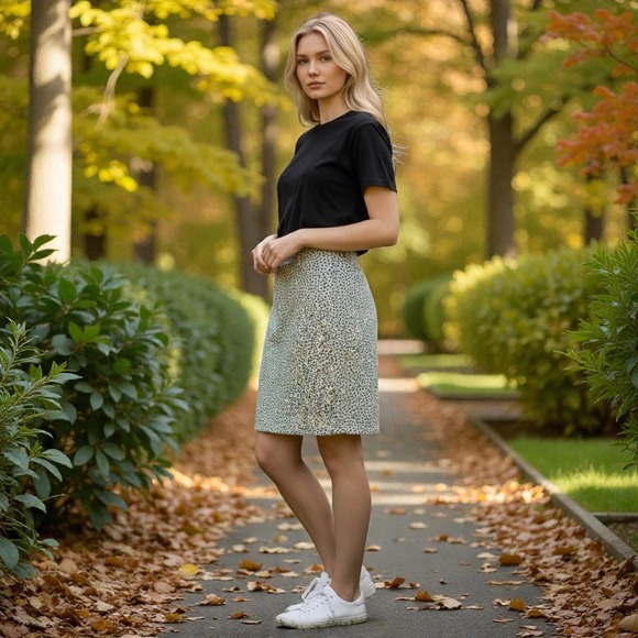 Wrangler Ditsy Floral Print Skirt Size 14 M Beige Blue Casual Everyday Western - Picture 2 of 7